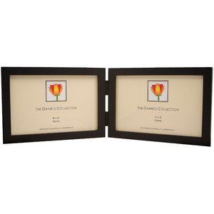 Dennis Daniels Double Horizontal 4x 6" Ebony (Black) W4106DE Photo Frame, New